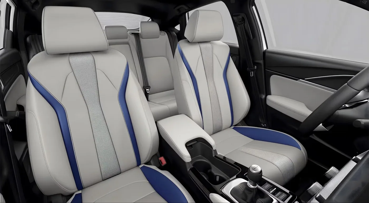 A-Spec seats in Orchid white and blue